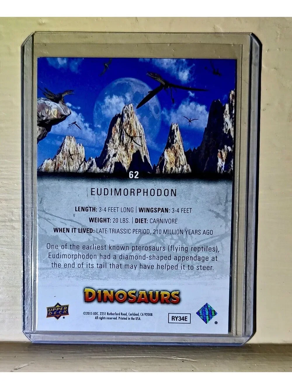 2015 Upper Deck Dinosaurs Eudimorphodon #62 Card